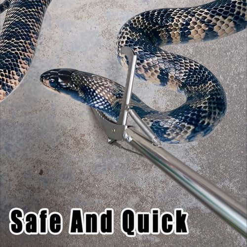 60" Professional Snake Grabber Tongs,Stainless Steel Snake Tongs with Collapsible Wide Jaw, Reptile Handling Tool, Snake Catcher