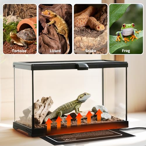 Reptile Heat Pad, 18x8 Inches, Adjustable Temperature Control, 24W, for 50-60 Gallon Tanks (L, Heat Mat) - size: L