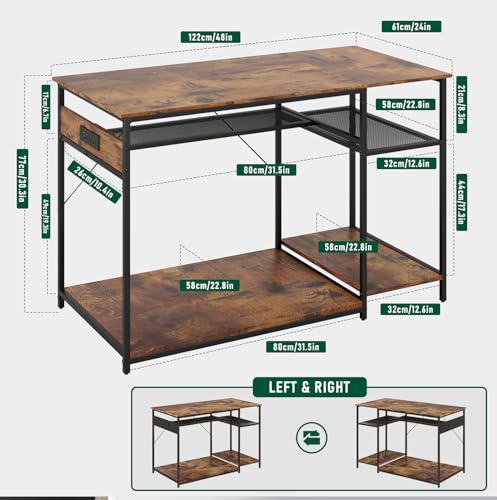 Reptile Tank Stand with Power Outlets,48" X 24" Tabletop Fits up to 120 Gallon Bearded Dragon Enclosure Stand,Double Snake Terrarium Table with Light