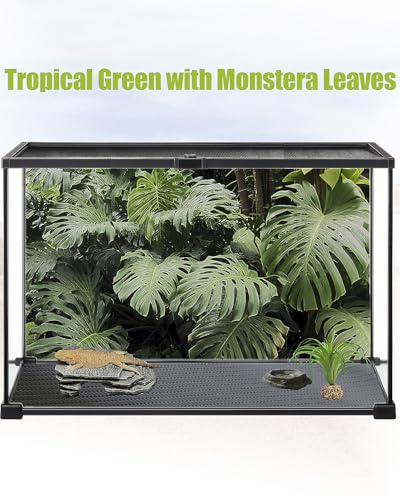 3 Pcs Reptile Background for Terrarium 40 Gallon, Bearded Dragon Tank Background 36x18 inches, Leopard Gecko Tank Accessories, Desert, Jungle, Rocky Style Terrarium Supplies Décor