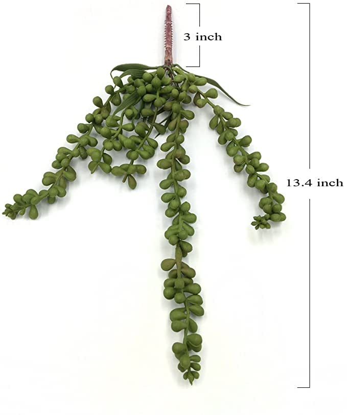 Artificial Succulent Plants, 13.4" Fake Hanging String of Pearls Simulation Greenery Plants for Christmas Wall Home Kitchen Office Garden Wedding Decor, Pack of 2