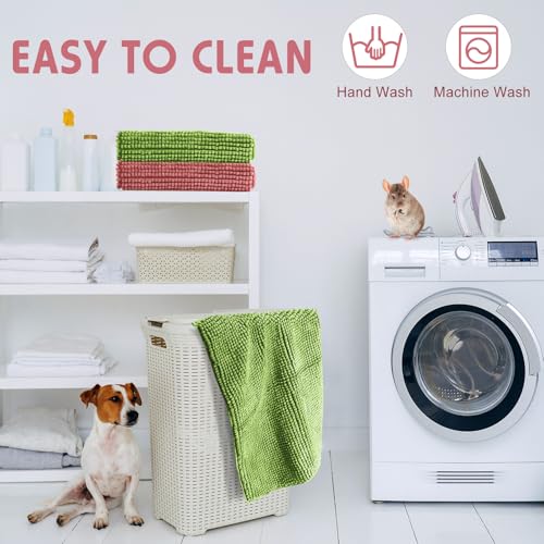 Amylove 4 Pcs Guinea Pig Cage Liner 16 x 24 Inch Washable Chenille Pee Pads Pet Dog Cat Bedding Training Mat Reusable for Small Animals Puppy Bunny Hamster Chinchilla - color: Green Pink, size: 16 x 24 Inch, style: Low Pile Chenille