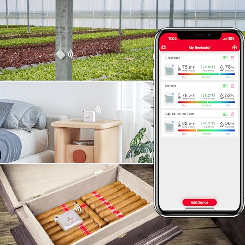 ThermoPro Bluetooth Thermometer Hygrometer, 260FT Range Temperature Sensor Greenhouse Thermometer, Remote App Control Temperature and Humidity Monitor with 2-Year Data Logging Export (TP351)
