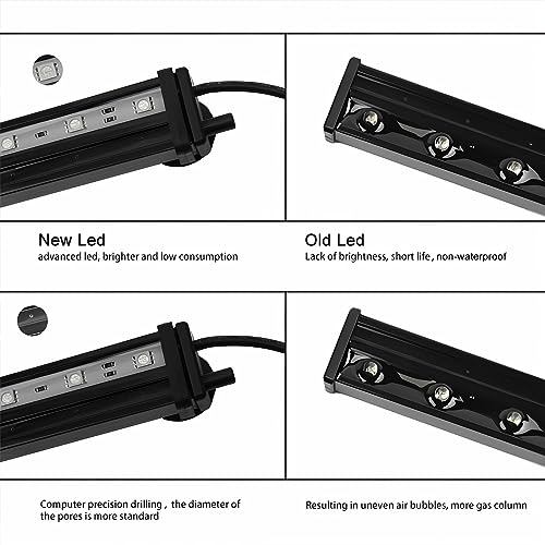 Submersible Aquarium Light, Fish Tank Light with Air Bubble Hole, RGB Color Changing Brightness Adjustable IP68 Waterproof Remote Control LED Light for Aquarium Fish Tank 20 inch - size: 20 inch Air Bubble Hole