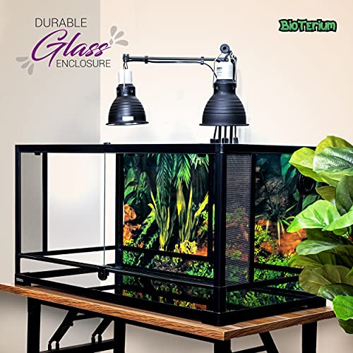 Reptile Tank - 90x45x45 cm, 190 L (50 Gal) Glass Reptile Terrarium with Background - Ideal for Snakes, Lizards, Geckos