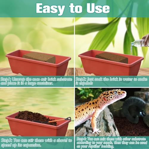 Halatool Compressed Coconut Fiber Substrate for Reptiles | 2 Pack Organic Coconut Substrate, Reptile Bedding for Geckos, Snakes, Lizards, Hermit Crabs & Tarantulas - color: 2 pack