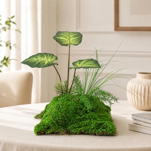Faux Realistic Grass Mat, Handmade Artificial Foliage Arrangement, Verdant for Craft Projects