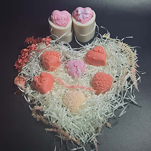 4 Pack Heart Resin Rose Flower Silicone Mold for Candle, Cake, Soap, Candy - Round Shape - color: xq-heart-4-pack