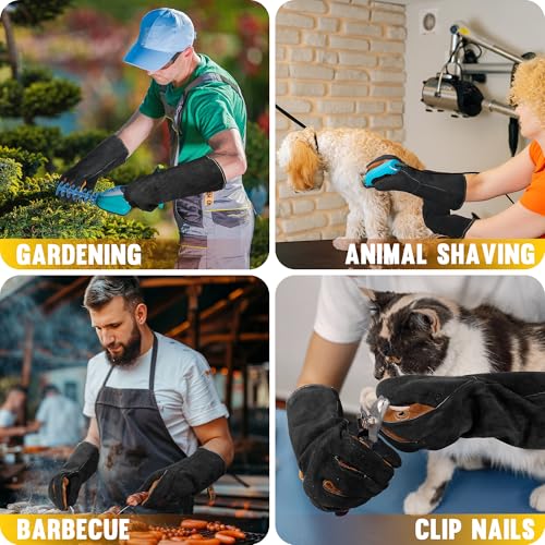 Animal Handing Gloves- Bite Proof, Puncture & Scratch Resistant for Safe Handling, Garden Gloves - color: Black, size: 16-inches