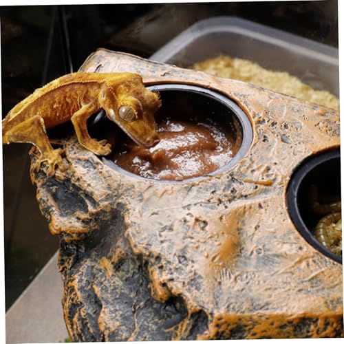 Gecko Feeding Ledge Magnetic Hanging Reptile Food Dish with 2 Feeding Bowl for Bearded Dragon Snake Lizard