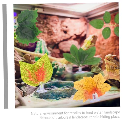 BESPORTBLE 4pcs Aquarium Fake Plants Purple Perilla Leaf Artificial Aquarium Decor with Suction Cups, Plastic Terrarium Plants Ornament for Fish Tank and Reptile Habitat