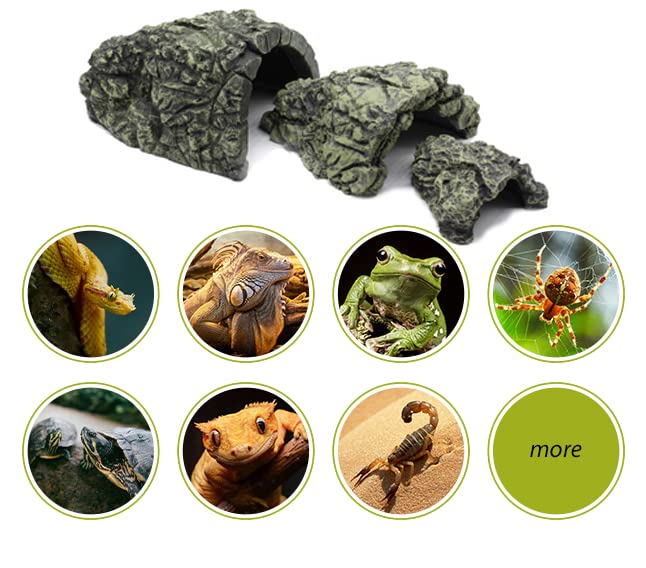 Reptile Hide and Cave - Resin Amphibian Hideouts Cave Size 1.57"x0.98", Habitat for Mini Amphibian Turtles Bearded Dragon Lizards Snakes Crab Gecko Leopard Fish