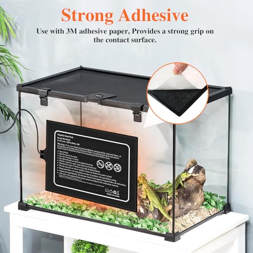 Reptile Heat Pad, 12x8 Inches, Adjustable Temperature Control, 16W, for 30-40 Gallon Tanks (M, Heat Mat) - size: M