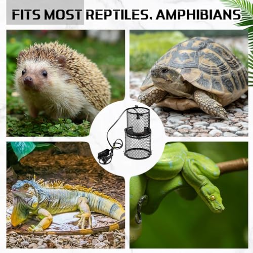 VIHOSE Retractable Reptile Heat Lamp Holder, Ceramic Heat Emitter Lamp-Cage with Adjustable Anti-Scald Mesh Cage Heating Lamp Stand for Pet Amphibian Snake Lizard Frog Chick, Without Bulb(White) - color: White