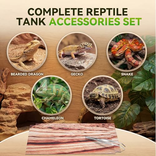 Saillong Reptile Carpet 2Pcs 20 Gallon, 36*12in Reptile Mat for Bearded Dragon Tank Accessories, Terrarium Liner Bedding Mat for Lizard, Gecko, Snake, Chameleons, Tortoise with Tweezers Feeding Tong - size: 30 x 12 Inch