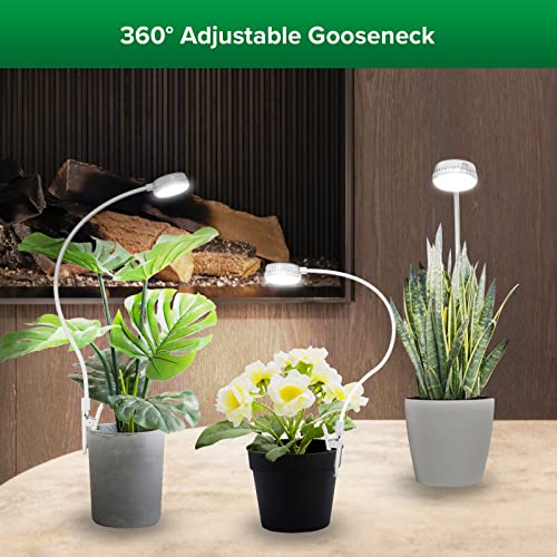 SANSI Grow Lights for Indoor Plants, Pot Clip LED Plant Lights for Indoor Growing, Full Spectrum, Plant Lamp with 4-Level Dimmable, Auto On Off 3 6 12 Hrs Timer for Succulents, Small Plant, White, 5V. - size: 1-Pack