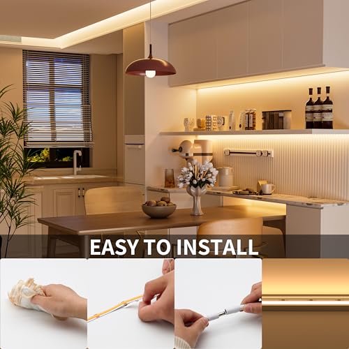 PAUTIX COB LED Strip Light 20ft/6.1m 3000K Warm White 3087LEDs,High Lumen CRI90+ Super Bright,Lead-free Material DC24V Flexible LED Tape for Home&Office DIY Lighting Project(Power Supply Not Included) - size: 3000K/20ft