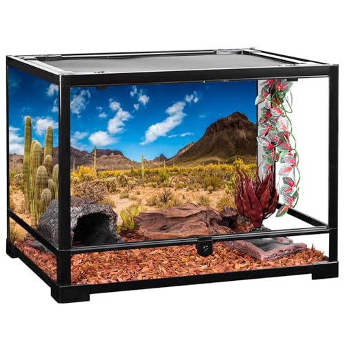 AWERT 72x18 inches Reptile Habitat Background Blue Sky Oasis Cactus Desert Terrarium Background Vinyl - size: 72x18in/180x45cm