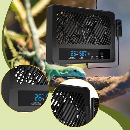 Fan for Reptile Enclosure Dehumidifier Temperature and Humidity Meter Terrarium Thermometer Hygrometer for Amphibians Gecko