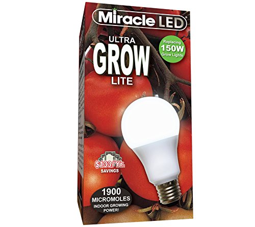 Miracle LED Commercial Hydroponic Ultra Grow Lite - Replaces up to 150W - Daylight White Full Spectrum LED Indoor Plant Growing Light Bulb For DIY Horticulture & Indoor Gardening (605188)