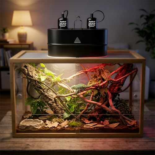 Dual Reptile Light Fixture Kit with 100W UVA Basking Bulb & 100W Infrared Heat Lamp,2-in-1 Deep Dome Day & Night Heating Combo for Bearded Dragon Turtle Snake Terrarium with Independent Switches