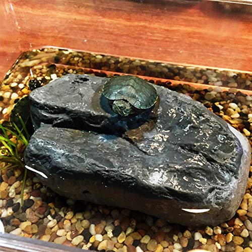 OMEM Reptile Box Shelter Terrarium Hideout Habitat Decor Humidify Hide Cave Turtle Ramp Basking Platforn Resin Rock