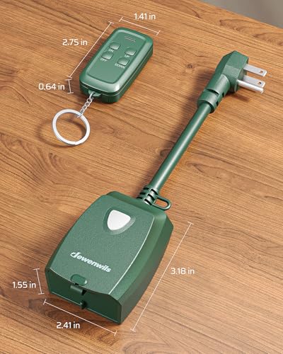 DEWENWILS Outdoor Dimmer for String Lights, Remote Dimmer Switch, Weatherproof Dimmer Plug, 100FT Range, Compatible with Dimmable LED/Tungsten Bulbs - style: Green Dimmer