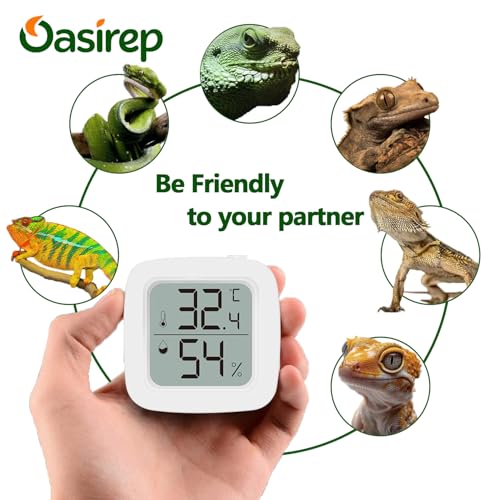2-Pack Reptile Thermometer and Hygrometer – LCD Digital Temp & Humidity Monitor for Bearded Dragon, Gecko, Snake Tanks, Incubation Boxes, Indoor Pet Habitats - color: White - 2 Pack