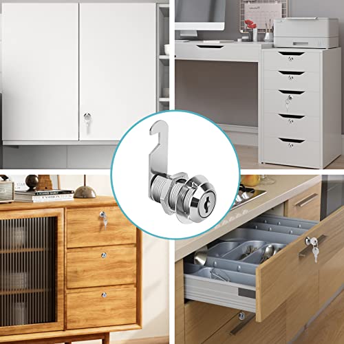 Cam Locks Cabinet Locks Keyed Alike, 1-3/8'' (Length) Cylinder Fits on 1-1/8'' Max Panel Thickness, Secure Files Drawers RV Storage Locks Replacement Set, Zinc Alloy (1-3/8 Inch 2Pcs) - size: 1-3/8 Inch 2Pcs
