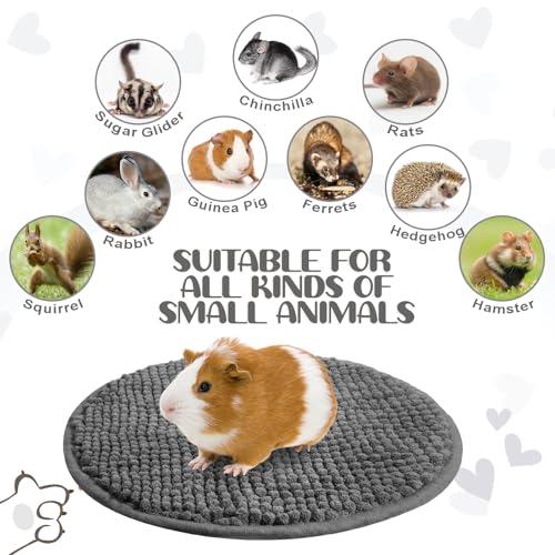 Amylove 4 Pcs Guinea Pig Cage Liner 12 Inch Round Washable Chenille Pee Pads Pet Dog Cat Bedding Training Mat Reusable for Small Animals Puppy Bunny Hamster Chinchilla - color: Dark Gray, size: Diameter 12 Inch, style: Low Pile Chenille
