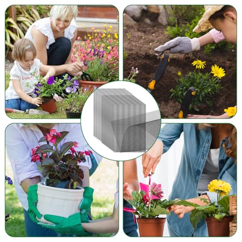 15 Pcs Flower Pot Hole Mesh Pad, 11.8 x 7.8 Inch Bosai Plant Mesh Drainage Screen Prevent Soil Loss Meshs DIY Drainage Netting Pot Bottom Grid for Gardening
