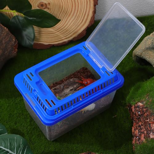Gatuida Turtle Carrier Fish Tank Portable Fish Tank with Lid Clear Plastic Transport Box for Turtles Reptiles Home Breeding Easy Carry Handle for Safe Travel