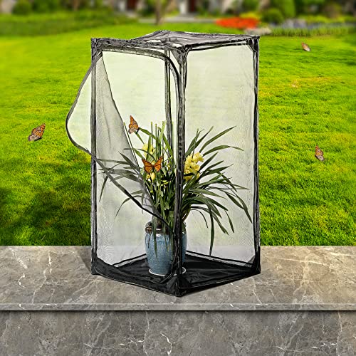 30" Heavy Duty Monarch Butterfly Habitat, Outdoor Collapsible Insect Mesh Cage Terrarium Pop-up with Zipper Protection and Unzip Bottom (23 x 23 x 46 inches) - size: 23 x 23 x 46 inches