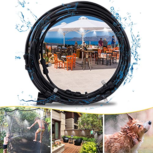 Fogland Misting System: Outdoor Cooling System 32.8FT Misting Cooling System with 10pcs 0.016" Orifice Thread Stainless Steel Mister Nozzle for Patio - size: 0.016"Orifice/32.8FT