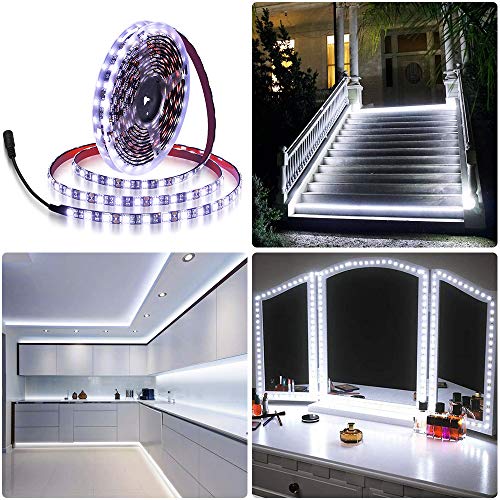 ALITOVE 16.4ft 5050 SMD Black PCB 12V White LED Strip Light Flexible Rope Lights 5M 300 LEDs LED Tape Light Waterproof IP65 DC for Home Garden Commercial Area Lighting(Without Power Supply)