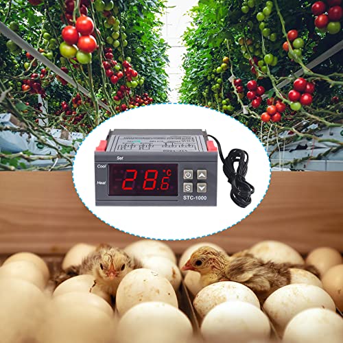 2pcs STC-1000 DC 24V 10A Digital LED Temperature Controller Cooling Heating Centigrade Thermostat Sensor 2 Relay Output with NTC 10K Thermistor Sensors Temperature Probe - style: 24V