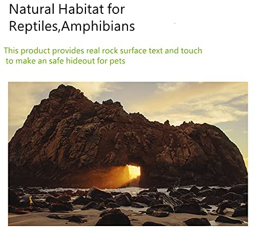 Reptile Simulation Rock Hideouts Cave Amphibian Hides Resin Habitat Decor Shelter for Gecko Leopard Lizards Toad Turtle (Small),grey
