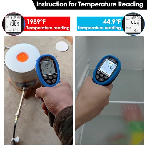 BTMETER BT-1800 Non Contact Pyrometer High Temperature Infrared Thermometer Gun -58°F ~3272°F (-50~1800℃) DS 50:1 for Metal Melting Furnace Forge Kiln Tempe Tester (Not Accurate for Human Temp) - color: BT-1800 Blue (-58°F ~3272°F)