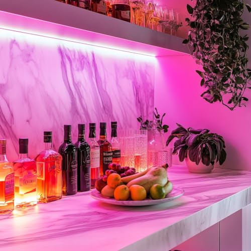 LED Strip Lights 24V COB Pink Dimmable LED Lighting 16.4ft (Kit) | Bright, Dotless High Density 7.2/m, 8mm Width Cuttable Flexible, Home DIY Commercial Decoration - color: Pink (Kit)