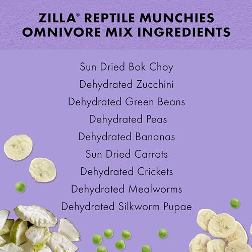 Zilla Reptile Munchies, Omnivore Mix, Dehydrated and Sun Dried Vegetables and Insects, 4 Ounces