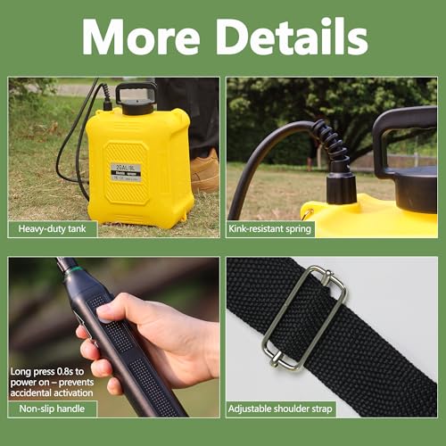 Upgraded 2-Gallon Battery Sprayer Used for Fertilizer, Pesticides, Weeds & Pests, – USB Charging, 6 Nozzles, 2 Speeds, Retractable Wand, Adjustable Shoulder Strap (Yellow) - color: Yellow