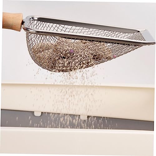 Happyyami Cat Litter Scoop Wooden Handle Stainless Steel Reptile Litter Shovel for Cleaning Turtles Lizards Frogs More Ergonomic Design Fine Mesh for Easy Waste Removal