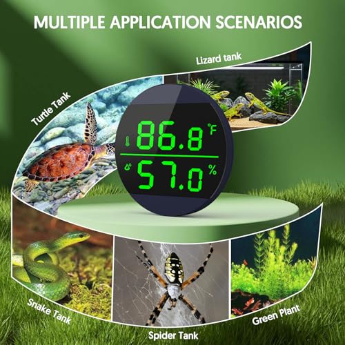QZQ Reptile Thermometer and Humidity Gauge, LED Digital Thermometer Hydrometer, Reptile Tank Accessories for Bearded Dragon, Crested Gecko, Snake, Jumping Spider, Lizard, USB Power Supply (Blue) - color: Blue