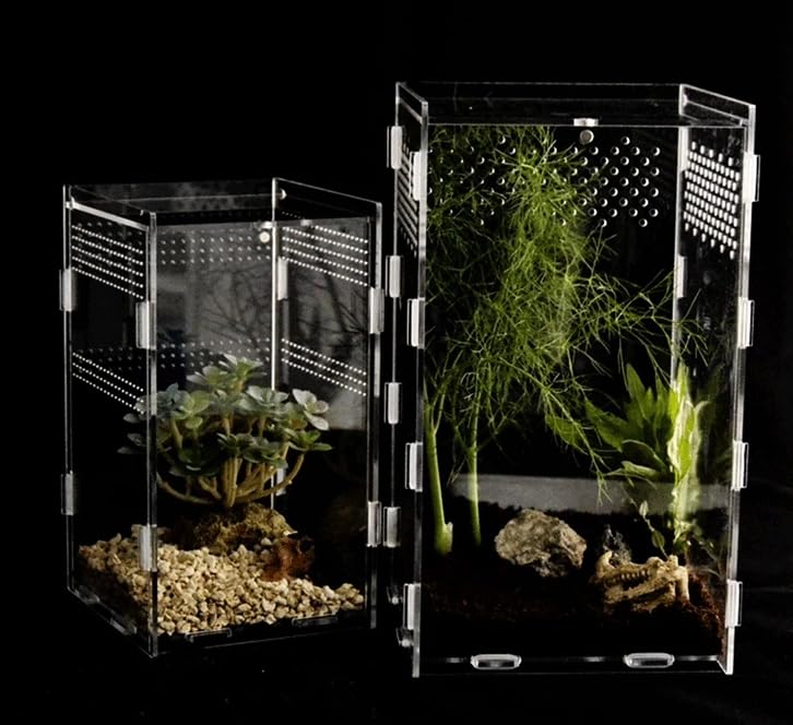 Reptile Terrariums Tank, Reptile Tank, Tarantula Enclosure, Chameleon cage, Amphibians Habitat Cages for Small Reptiles, Geckos, Snakes, Lizards, Turtles(Acrylic-4.7 * 4.7 * 8 inchs)