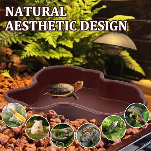 OLYCRAFT 5Pcs/Set Turtle Water Dish with Reptile Feeding Bowls and Cleaning Brush Non-Slip Bathtub Habitat Reptile Bathing Pool Set for Turtles Horned Frogs Lizards Small Pets