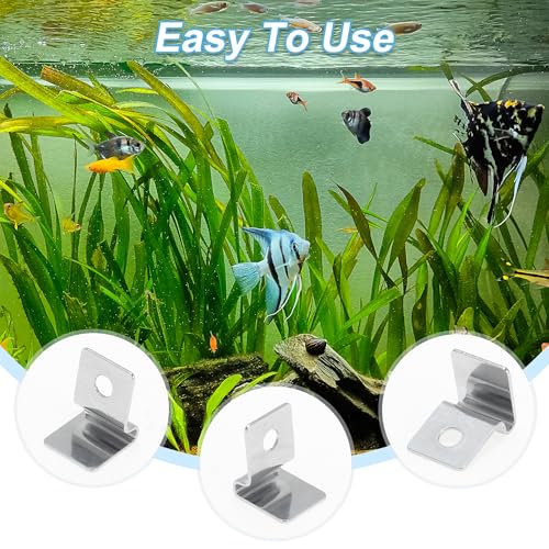 4 Pcs Aquarium Lid Clips, 5mm Aquarium Cover Support Clamps, Aquarium Cover Holder Lid, Stainless Steel Aquarium Tank Cover Clamps Set, Silver Tone
