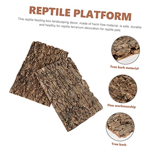 ibasenice 2pcs Cork Reptile Bark Decor Turtle Basking Platform Snake Climbing Bark Reptile Decorations Stain Resistant Terrarium Decor