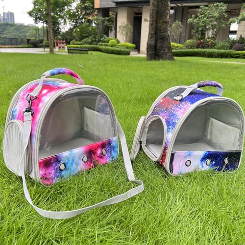 Guinea Pig Carrier Cage for 2, Bearded Dragon Travel Carrier for Small Animal Hamster Birds, Portable with Clear Window Transparent View Vet Bag (Carrier - Pink) - color: Carrier - Pink