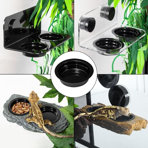 WACOOL Magnetic Reptile Ledge 2PACK, Acrylic Gecko Feeding Ledges with 6PCS Cups, Reptile Food Water Feeder Dish for Geckos Iguana Chameleon Pets