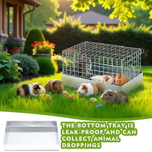 DoubleFill 14 x 8 x 8 Inch 1 Hole Folding Guinea Pig Carrier Chinchilla Carrier Portable Hamster Travel Cage with Tray Handle for Rabbit Chick Bird Small Animal Transport Temporary Housing Pet Habitat